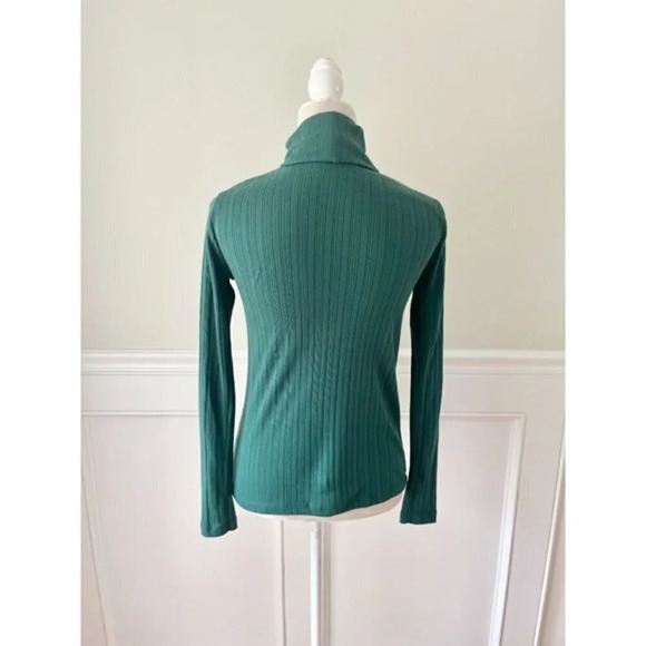 J. Crew Academic Green Ribbed Turtleneck Top Sweater XS - Picture 3 of 4